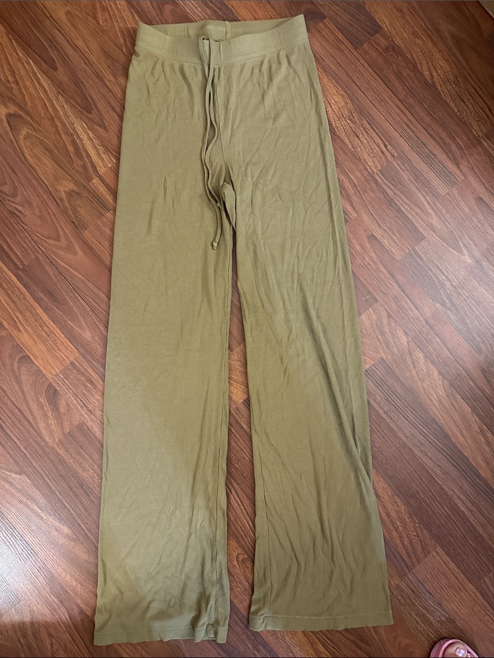 SKIMS Olive Knit Drawstring Lounge Pants